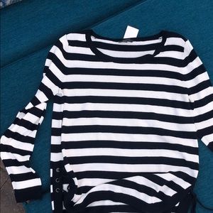 BNWT The limited striped long sleeve lace up sweater top
